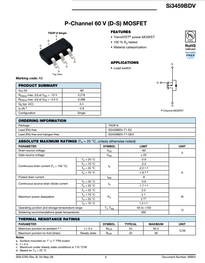 SI3459BDV-T1-E3